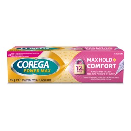 Corega Max Hold+Comfort Στερεωτική Κρέμα Τεχνητής Οδοντοστοιχίας για έως και 12 ώρες Συγκράτησης 40gr