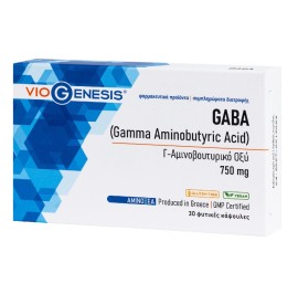 Viogenesis GABA 750mg Συμπλήρωμα Διατροφής για Υγιή Λειτουργία του Νευρικού Συστήματος 30vcaps