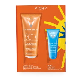 Vichy Capital Soleil Promo Ενυδατικό Αντηλιακό Γαλάκτωμα Σώματος SPF50+ σε Πρακτική Συσκευασία 300ml με ΔΩΡΟ Καταπραϋντικό & Ενυδατικό Γαλάκτωμα για Μετά τον Ήλιο 100ml