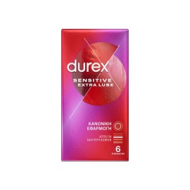 Durex Sensitive Extra Lube Προφυλακτικά Πολύ Λεπτά με Έξτρα Λιπαντικό 6 τεμάχια