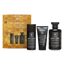 Apivita Promo Box Gentlemen Only Mens Care Αντιρυτιδική Κρέμα Προσώπου και Ματιών 50ml, Μαύρο Τζελ Καθαρισμού 50ml & ΔΩΡΟ Σαμπουάν & Αφρόλουτρο 250ml