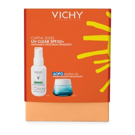 Vichy Capital Soleil Promo UV-CLEAR SPF50+ Αντηλιακό Προσώπου Καθημερινής Φωτοπροστασίας ενάντια στη Λιπαρότητα 40ml με ΔΩΡΟ Mineral89 Κρέμα Booster Ενυδάτωσης 15ml