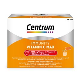 Centrum Συμπλήρωμα Διατροφής με βιταμίνες & Μέταλλα για Ενίσχυση Ανοσοποιητικού  Immunity Vitamin C Max 14φακελάκια