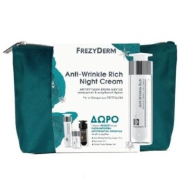 Frezyderm Promo Anti Wrinkle Rich Night Cream 45+ Αντιρυτιδική Κρέμα Νύχτας 50ml & ΔΩΡΟ  Anti Wrinkle Rich Day Cream Κρέμα Ημέρας 15ml, Eye Cream Κρέμα Ματιών, 5ml, Velvet Colors Medium Ματ Μake Up 2ml & Νεσεσέρ 1σετ