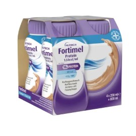 Nutricia Fortimel Protein 4 x 200ml Σοκολάτα Υπερπρωτεϊνικό Υπερθερμιδικό Σκεύασμα