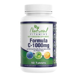 Natural Vitamins Formula C 1000 mg με 525mg Bιοφλαβονοειδή Vegan 50 Ταμπλέτες