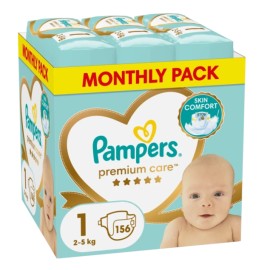 Pampers Premium Care Monthly Pack Πάνες με Αυτοκόλλητο No 1 για 2-5kg 156τμχ