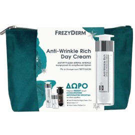 Frezyderm Promo Anti-Wrinkle Rich Day Cream 50ml & Δώρο Anti-Wrinkle Rich Night Cream 15ml & Eye Cream 5ml & Velvet Colors Medium 2ml σε Πετρόλ Νεσεσέρ