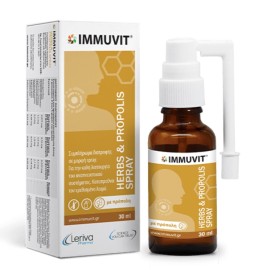 Leriva Pharma Immuvit Herbs & Propolis Spray Συμπλήρωμα Διατροφής σε Μορφή Σπρέι για το Αναπνευστικό και τον Ερεθισμένο Λαιμό 30ml