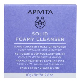 Apivita Solid Foamy Cleanser Μπάρα Καθαρισμού και Ντεμακιγιάζ για Πρόσωπο και Mάτια 80gr